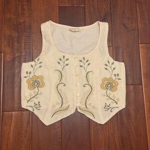 Embroidered Cream Floral Women's Top